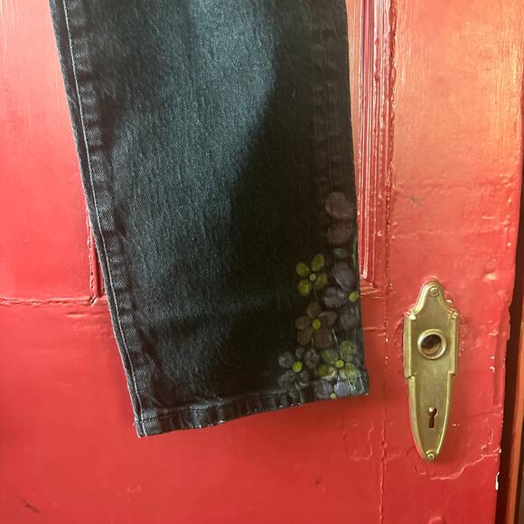 Free People Bren High Rise Cuffed Distressed Boyfriend Jeans 27 HAND PAINTED - Picture 10 of 16